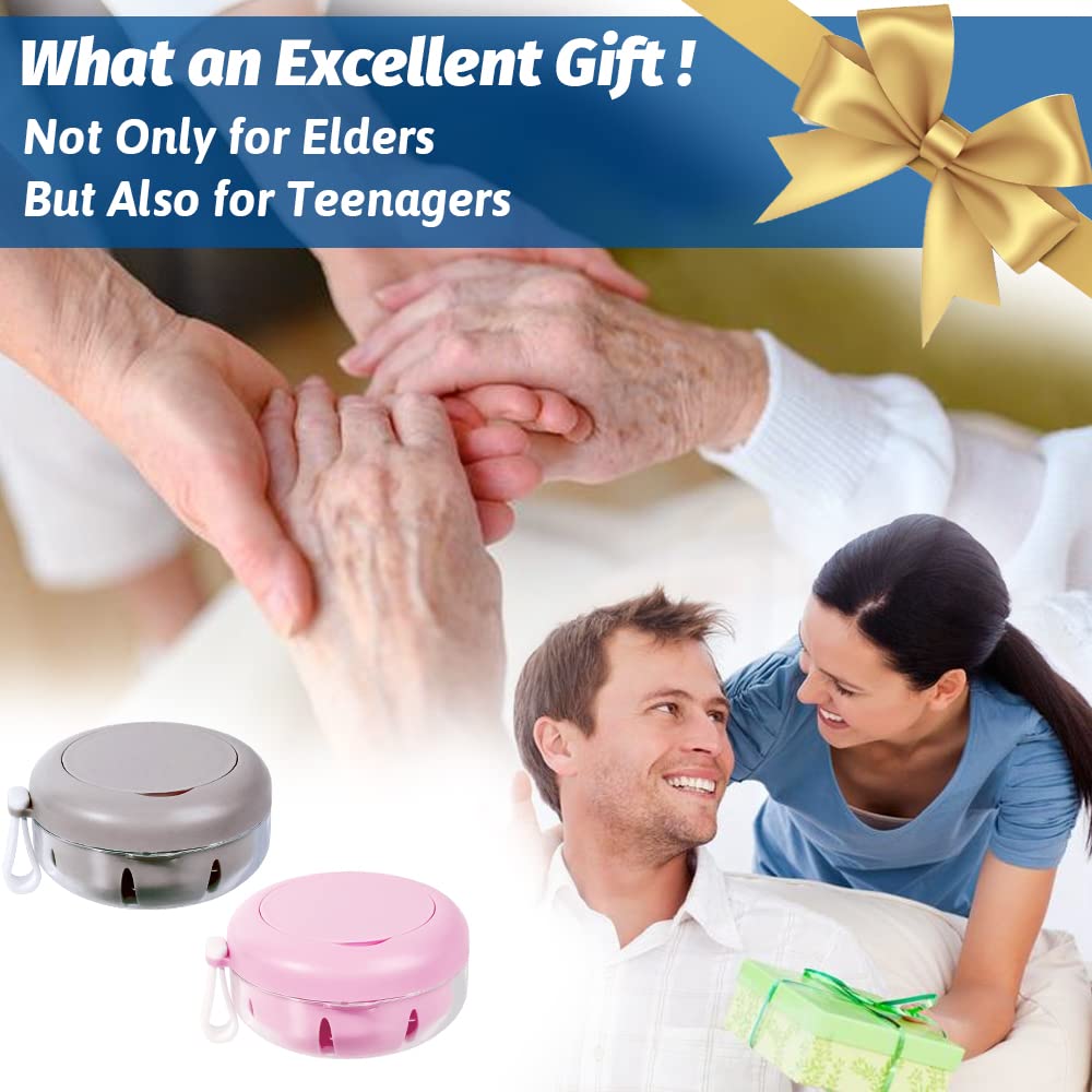 Denture Case - Leak-Proof Travel Denture Box with Mirror and Strainer (Pink)