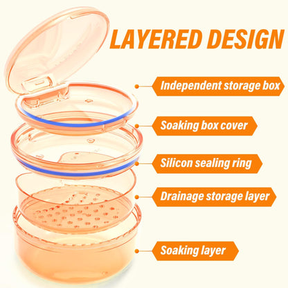 2-Pack Denture Case – 2-in-1 Retainer Case with Strainer Basket (No-Leak, Travel)