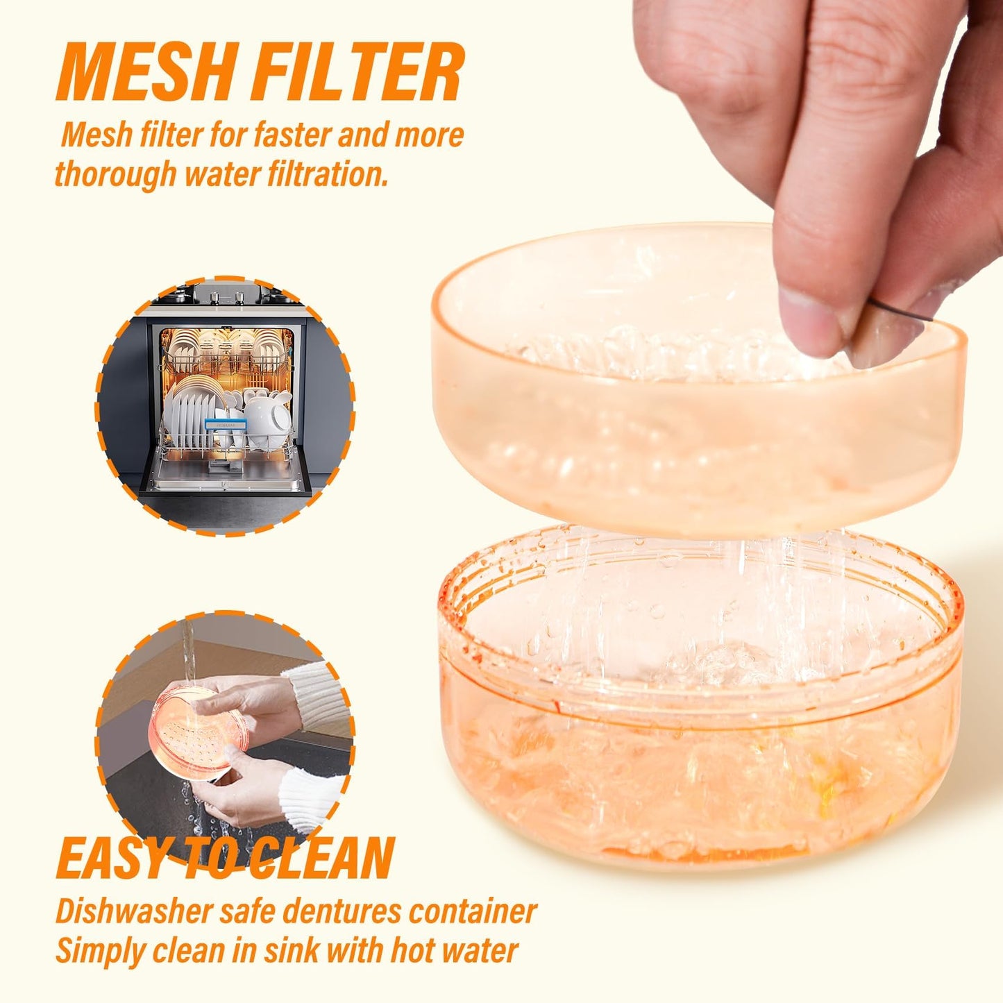 2-Pack Denture Case – 2-in-1 Retainer Case with Strainer Basket (No-Leak, Travel)