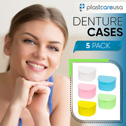 Denture Case 5 Color Pack – Travel Denture Box for Dentures, Night Guard, Retainer | PlastCare USA