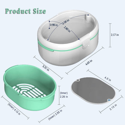 Portable Denture Case with Lid - Wet & Dry Cup, White