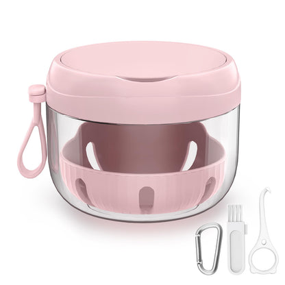 Leak-Proof Denture Bath Box Kit | Portable Travel Retainer Case with Mirror, Brush & Strainer
