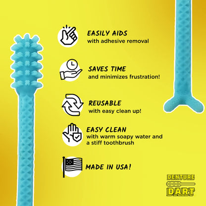 Denture Dart V3 – Hard Plastic Denture Brush & Gel Adhesive Remover
