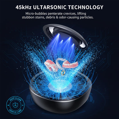 Denture Dome Ultrasonic Retainer Cleaner - 45kHz 200ml Dental Pod Cleaner