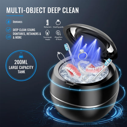 Denture Dome Ultrasonic Retainer Cleaner - 45kHz 200ml Dental Pod Cleaner