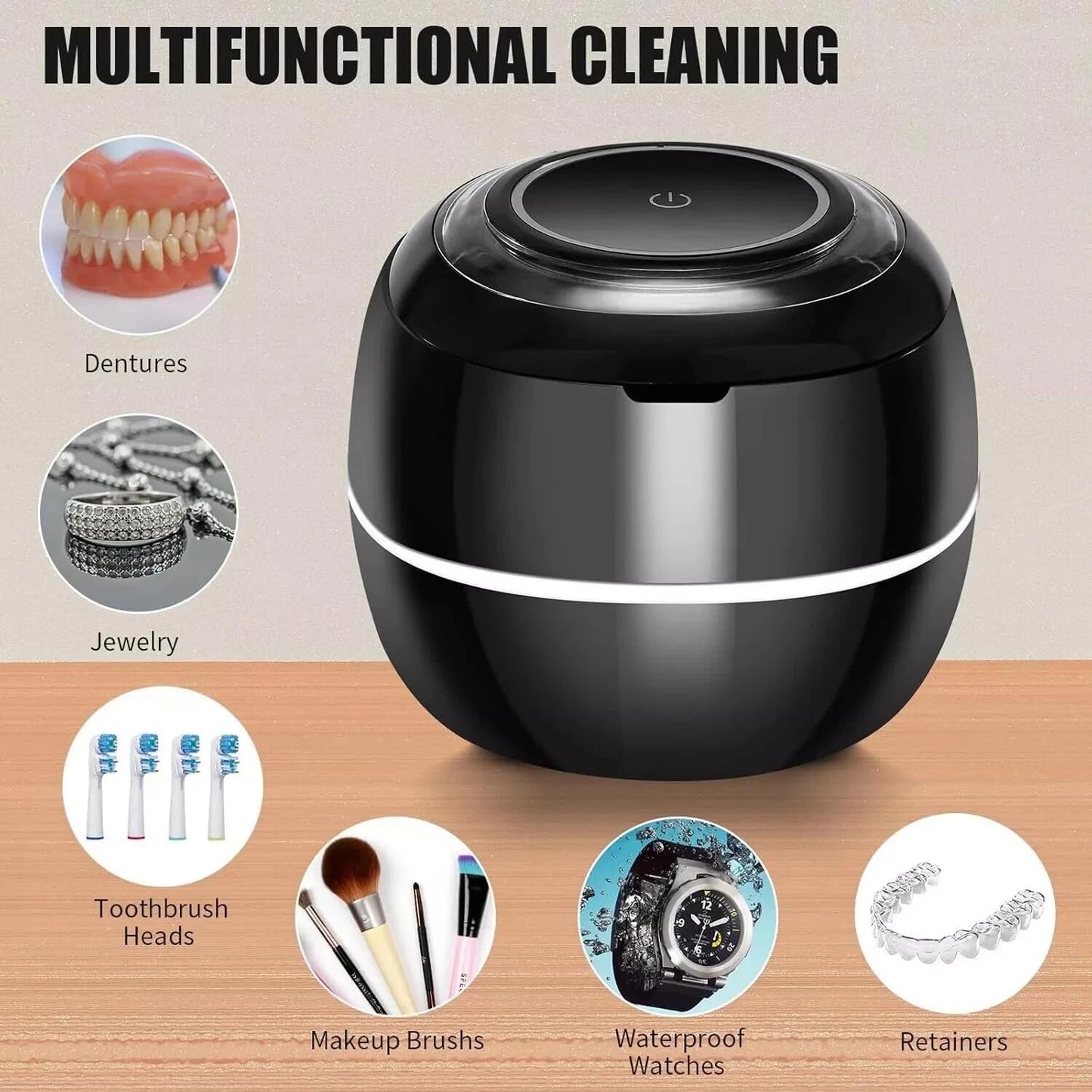 Denture Dome Ultrasonic Retainer Cleaner - 45kHz 200ml Dental Pod Cleaner
