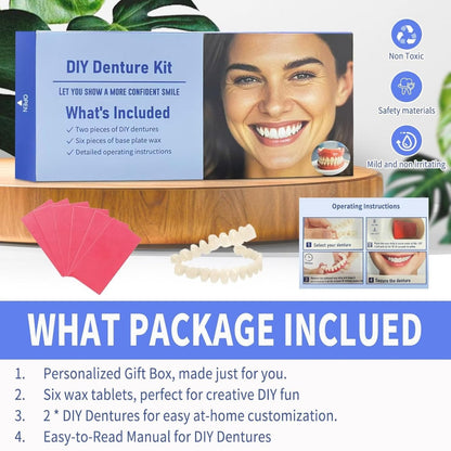 DIY Denture Kit - Complete Upper & Lower Teeth for Home Smile Makeover AA03