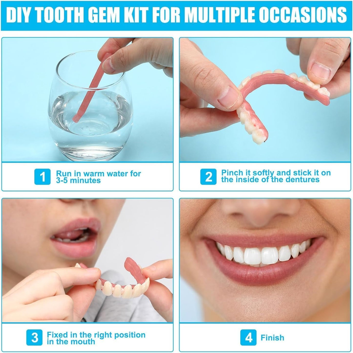 Denture Do It Yourself Full Set - Top & Bottom Dentures, Partial & Full Dentures DIY Kit | Create Your Perfect Smile at Home