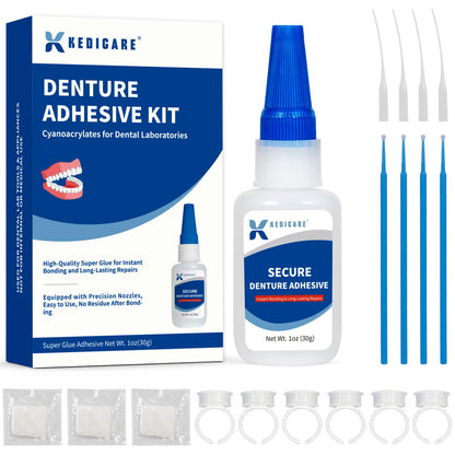 Dental Lab Denture Repair Glue Kit (1oz/30g) – Instant Bonding Denture Adhesive, No Odour
