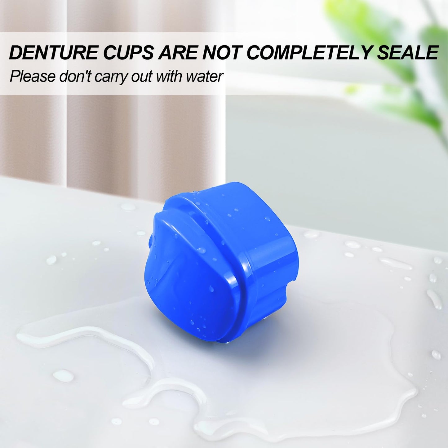 2 Pack Denture Bath Case with Lid & Strainer Basket – Lake Green & Dark Blue