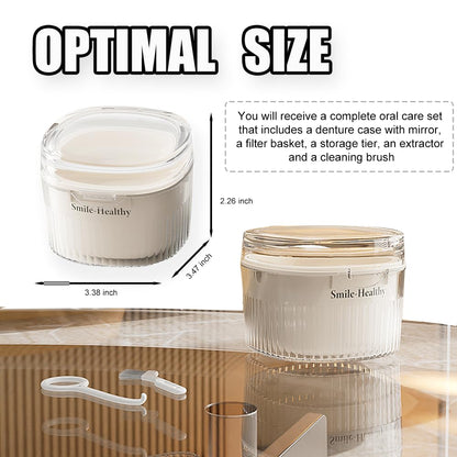 Denture Case Kit with Mirror – Travel Retainer Cleaner Case for Braces & Dentures