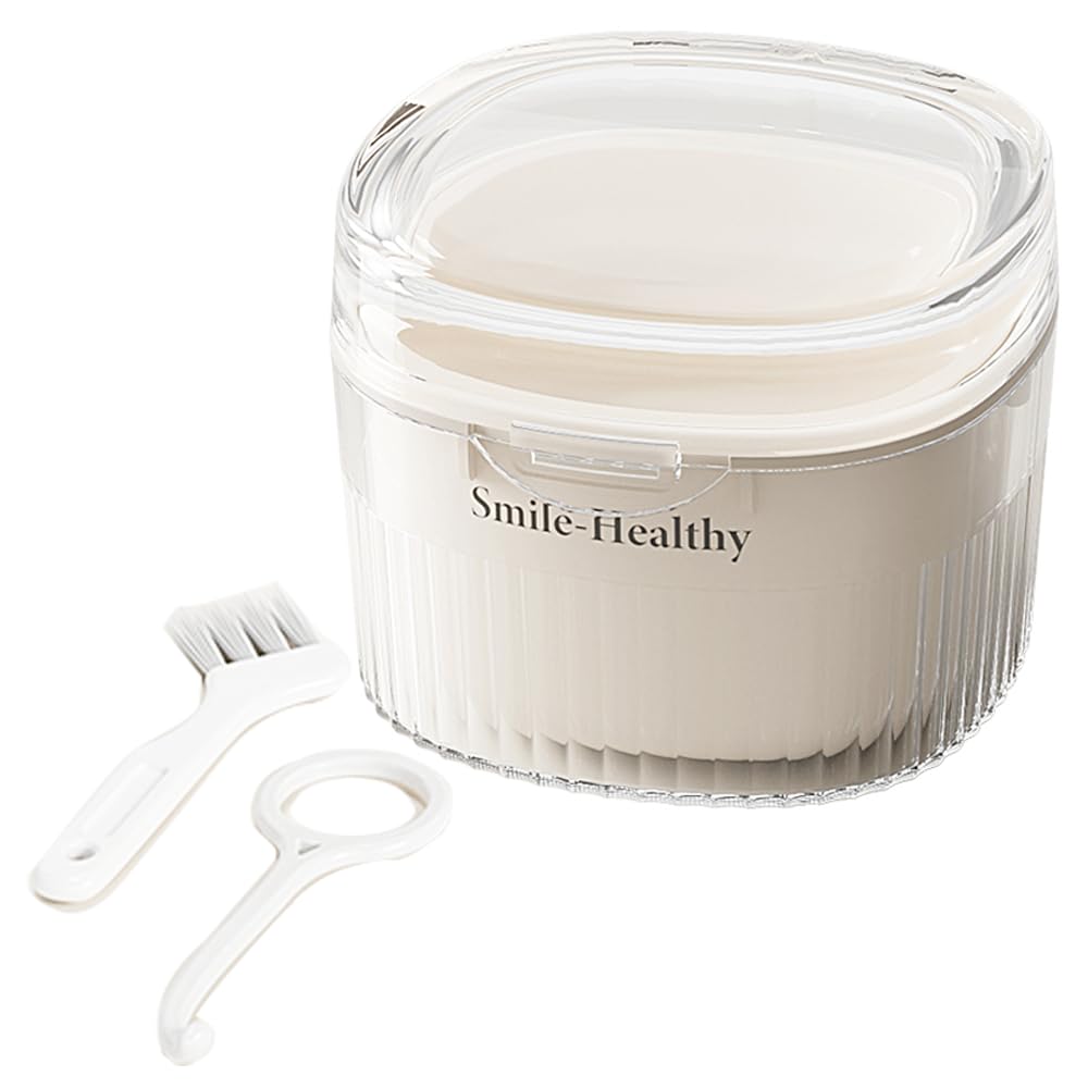 Denture Case Kit with Mirror – Travel Retainer Cleaner Case for Braces & Dentures