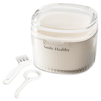 Denture Case Kit with Mirror – Travel Retainer Cleaner Case for Braces & Dentures