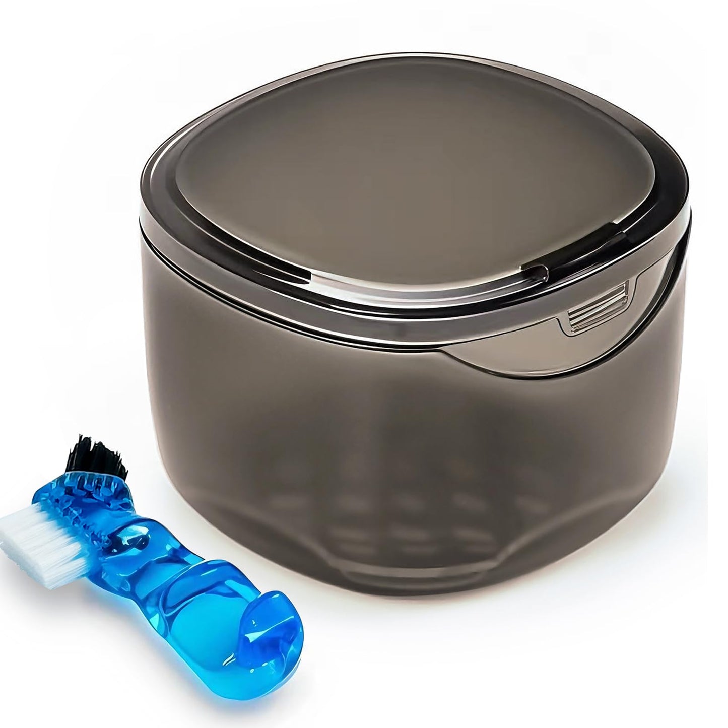 Denture Case No-Leak Soaking Container | Partial Denture Cups | Transparent Black