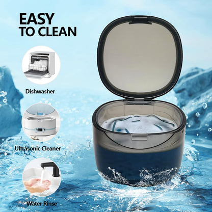 Denture Case No-Leak Soaking Container | Partial Denture Cups | Transparent Black