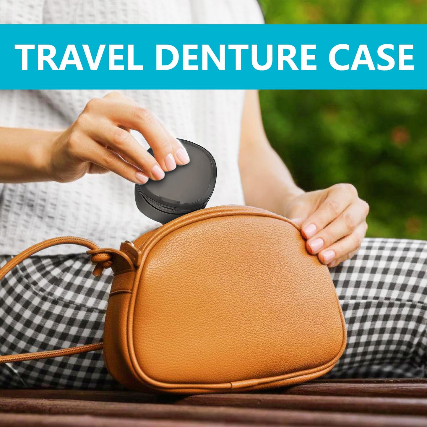 Denture Case No-Leak Soaking Container | Partial Denture Cups | Transparent Black