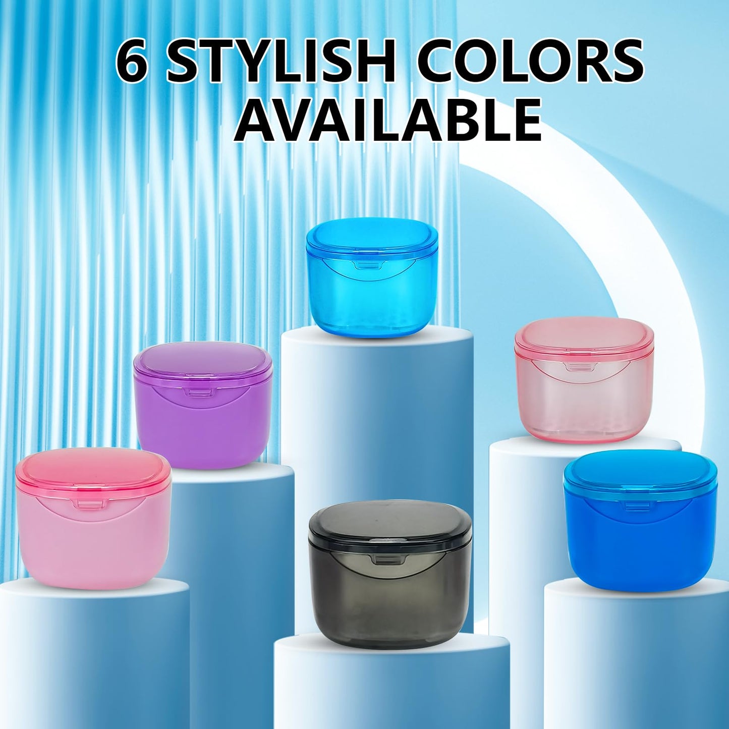 Denture Case No-Leak Soaking Container | Partial Denture Cups | Transparent Black