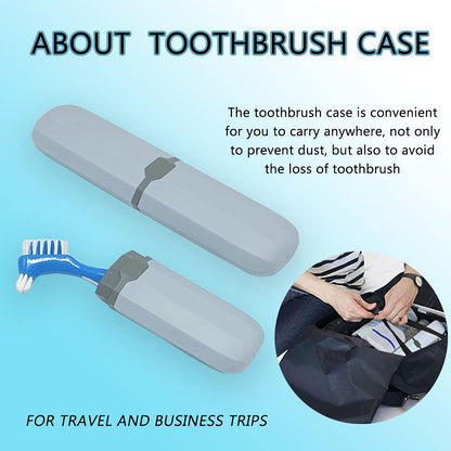 Denture Cup Kit - 2 Denture Cases, 2 Denture Brushes & 2 Portable Boxes | Travel Denture Cleaning Kit