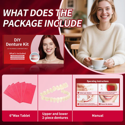 Dentures DIY Kit: Full Top & Bottom Teeth for At-Home Smile - Universal Fit