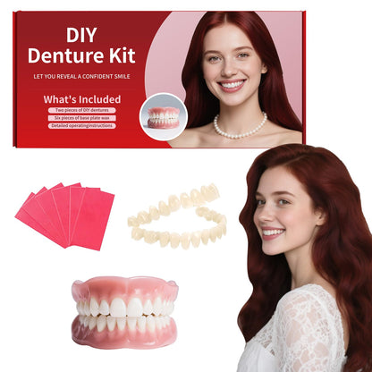 Dentures DIY Kit: Full Top & Bottom Teeth for At-Home Smile - Universal Fit