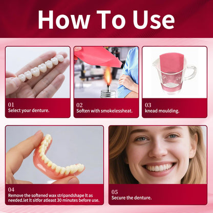 Dentures DIY Kit: Full Top & Bottom Teeth for At-Home Smile - Universal Fit