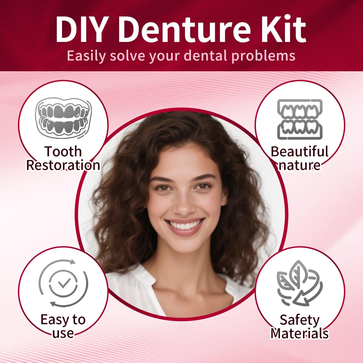 Dentures DIY Kit: Full Top & Bottom Teeth for At-Home Smile - Universal Fit