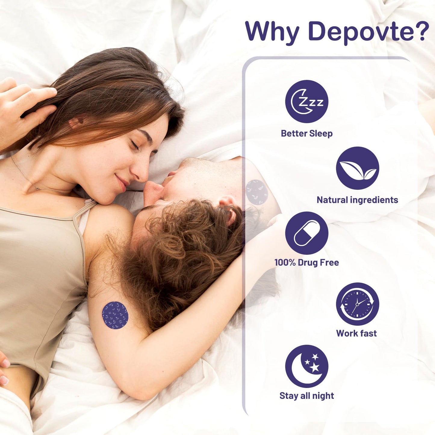 DEPOVTE Sleep Patches 60pcs – Melatonin, Lavender & Chamomile, Extra Strength, Overnight