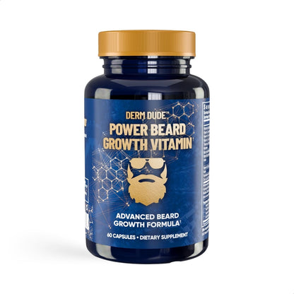 Derm Dude Power Beard Growth Vitamins for Men | Biotin 10K mcg, Zinc & B12