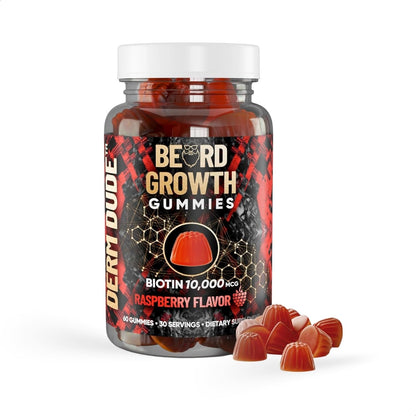 Derm Dude Beard Growth Gummies for Men — Biotin 10,000 mcg | 60 Gummies