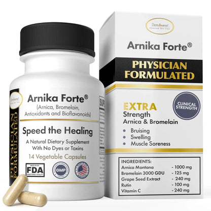DermAvance Arnika Forte Capsules – Post-Surgery Swelling & Bruising Support (Arnica 1000mg, Bromelain 125mg, 14 capsules) BritishVita | Premium UK Vitamins & Wellness Supplements
