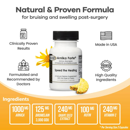 DermAvance Arnika Forte Capsules – Post-Surgery Swelling & Bruising Support (Arnica 1000mg, Bromelain 125mg, 14 capsules) BritishVita | Premium UK Vitamins & Wellness Supplements