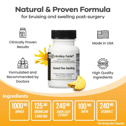 DermAvance Arnika Forte Capsules – Post-Surgery Swelling & Bruising Support (Arnica 1000mg, Bromelain 125mg, 14 capsules) BritishVita | Premium UK Vitamins & Wellness Supplements