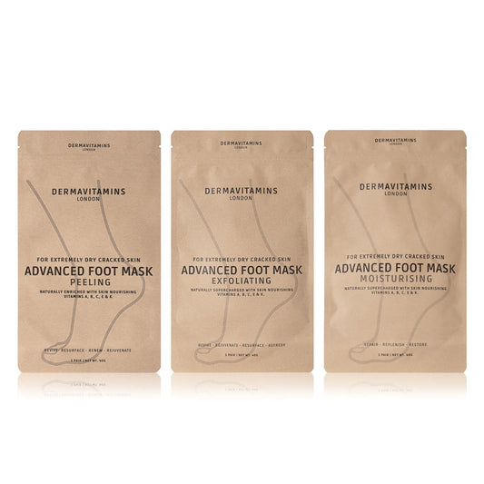 Dermavitamins Advanced Foot Mask Bag - Repairs Dry Feet Treatments (Peeling - Moisturising - Exfoliating)