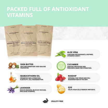 Dermavitamins Advanced Foot Mask Bag - Repairs Dry Feet Treatments (Peeling - Moisturising - Exfoliating)