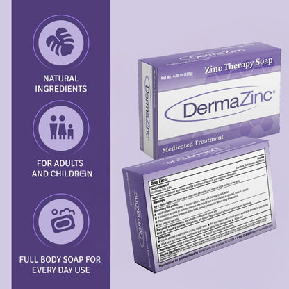 DermaZinc Therapy Soap - 2% Pyrithione Zinc for Eczema & Dermatitis