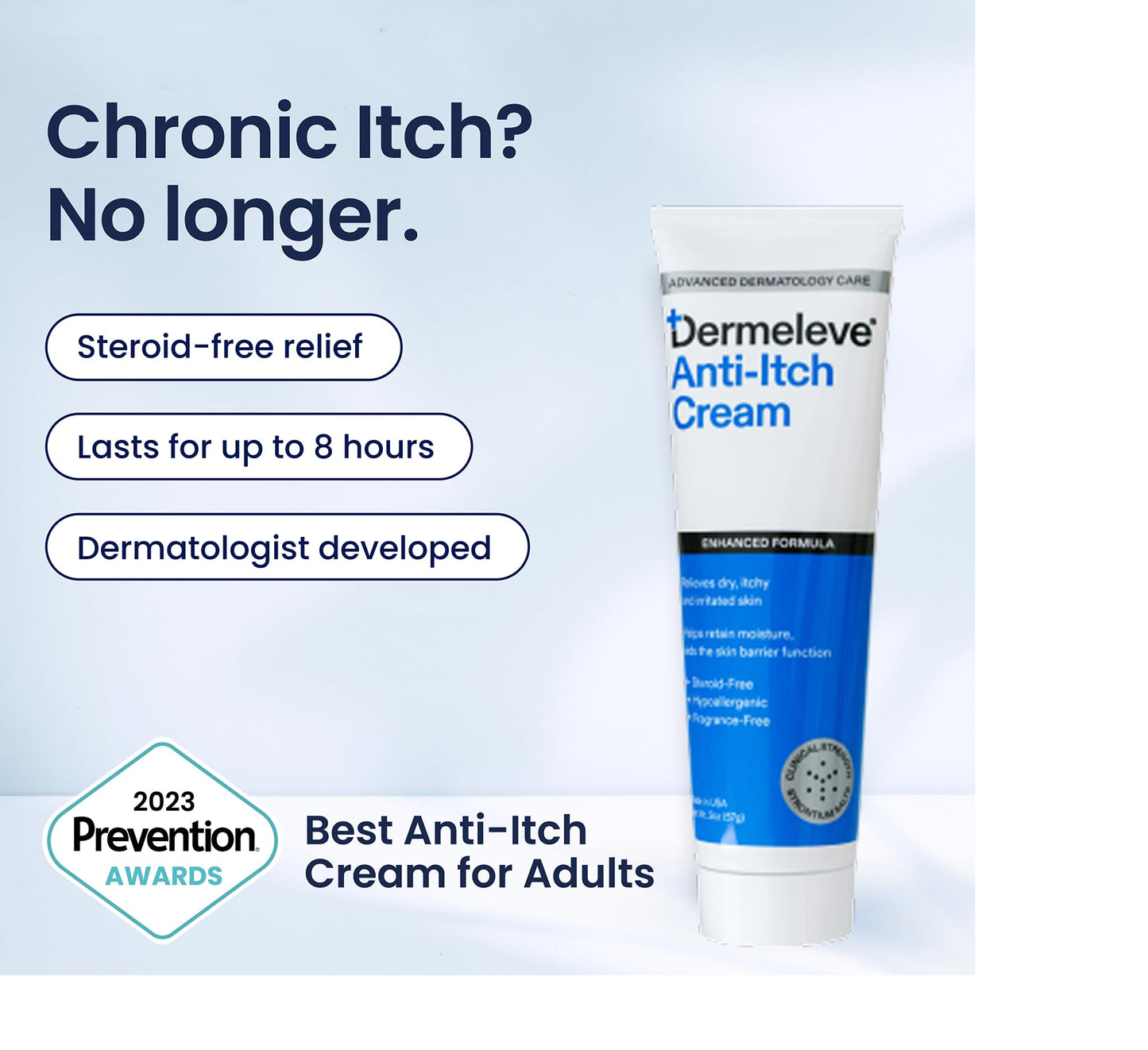Dermeleve Steroid-Free Anti-Itch Cream | Extra Strength Relief for Psoriasis & More | 2 oz (2 Pack)