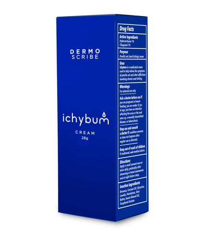 Dermoscribe Ichybum Anal Itching Cream – 28g | Hemorrhoid & Athlete’s Foot Relief with Hydrocortisone & Clioquinol