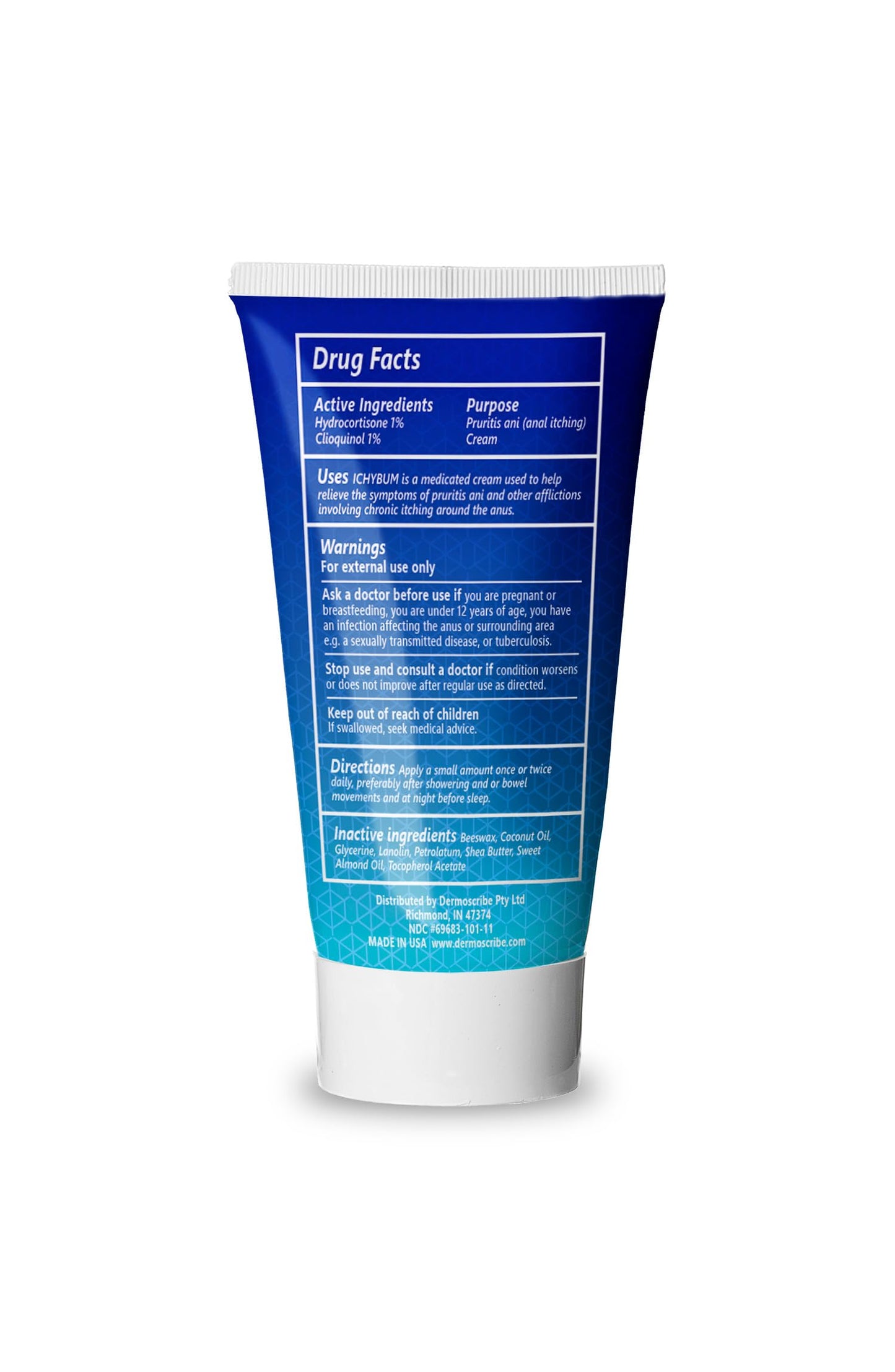Dermoscribe Ichybum Anal Itching Cream – 28g | Hemorrhoid & Athlete’s Foot Relief with Hydrocortisone & Clioquinol