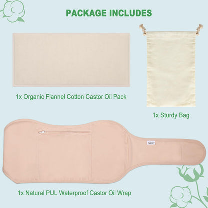 DEROWN Castor Oil Pack for Liver Detox – Mess-Free, Reusable, Organic Cotton Flannel & Waterproof PUL