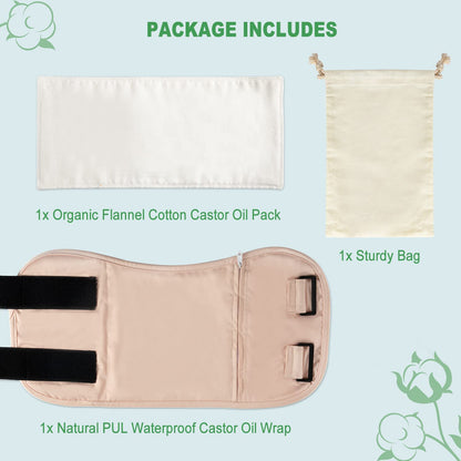 DEROWN Castor Oil Pack Wrap – Less Mess, Organic Cotton & Waterproof PUL