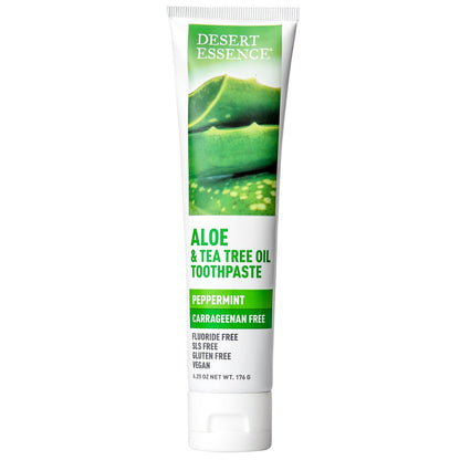 Desert Essence Aloe & Tea Tree Toothpaste - Peppermint | Sensitive Teeth