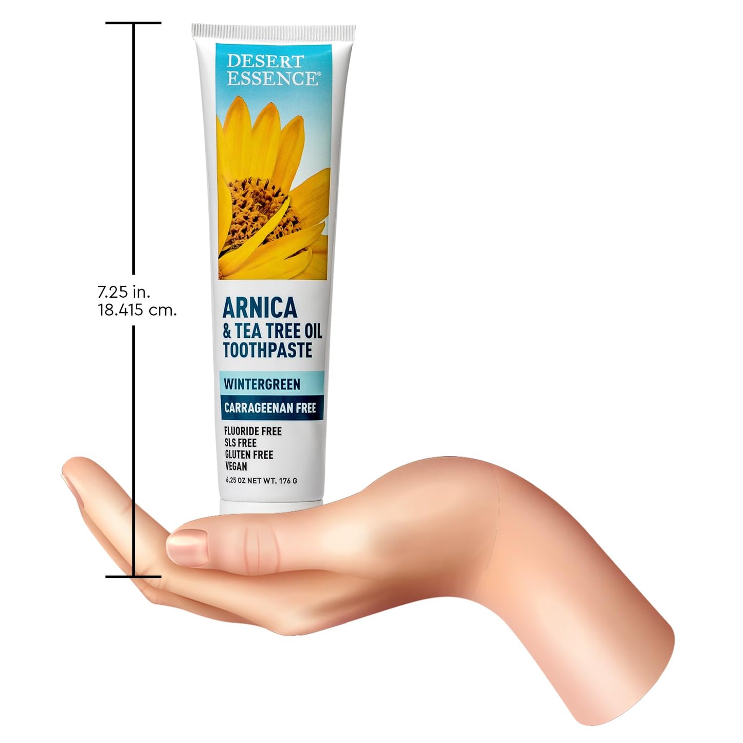 Desert Essence Arnica & Tea Tree Toothpaste – Carrageenan & Fluoride Free, Wintergreen Mint – Vegan, Non-GMO, Gluten-Free – 6.5 oz