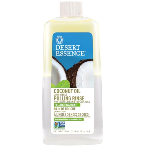 Desert Essence Coconut Oil Dual Phase Pulling Rinse – Mint, 8 oz (Alcohol Free)