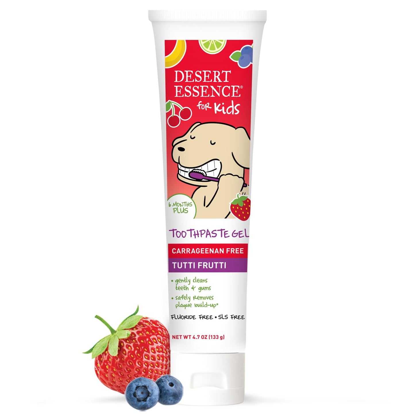 Desert Essence Fluoride-Free Toothpaste Gel for Kids – Tutti Frutti – Safe for Toddlers & Babies, 4.7oz