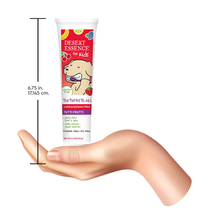 Desert Essence Fluoride-Free Toothpaste Gel for Kids – Tutti Frutti – Safe for Toddlers & Babies, 4.7oz