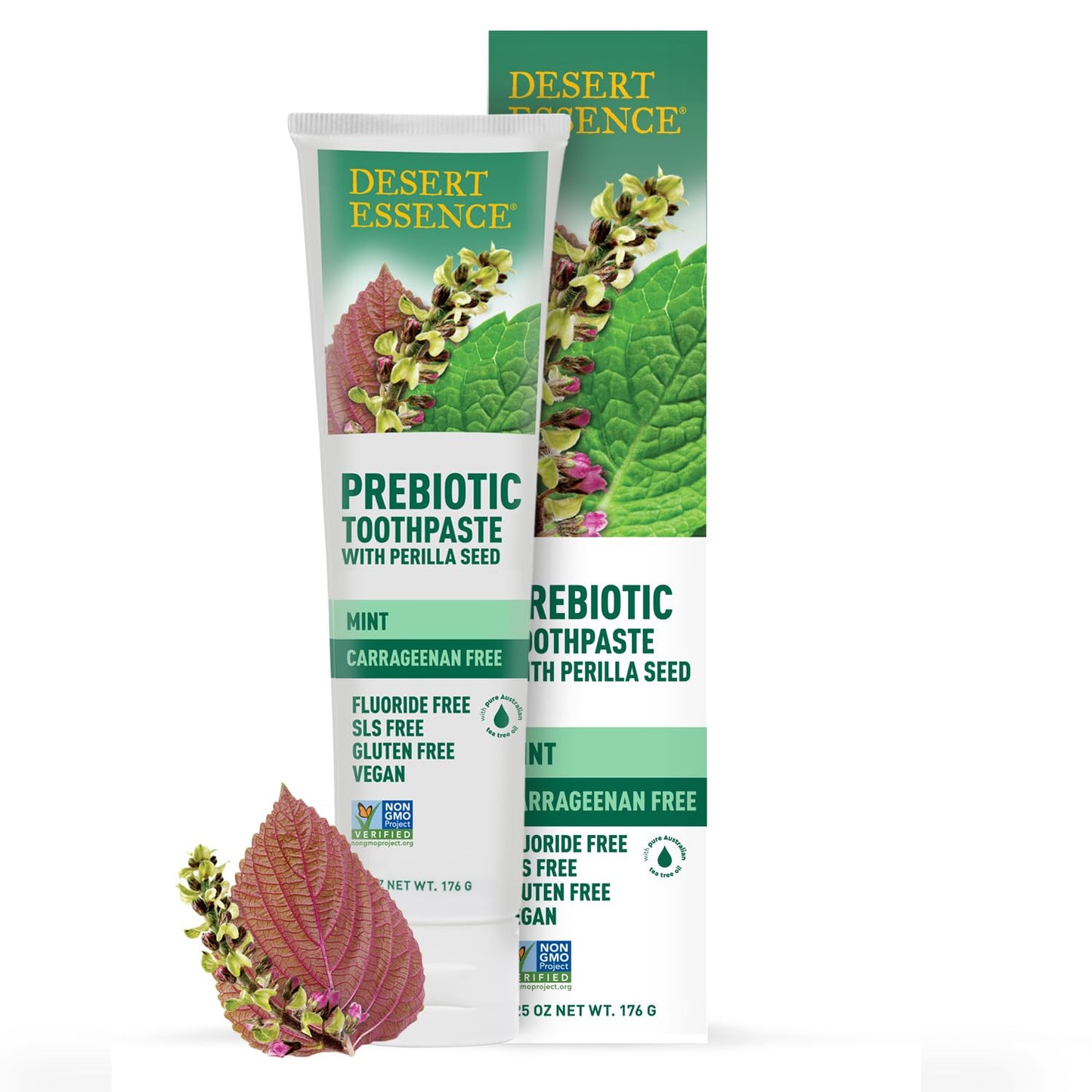 Desert Essence Prebiotic Plant-Based Whitening Toothpaste - Mint, Fluoride Free & Cruelty-Free - 6.25 oz