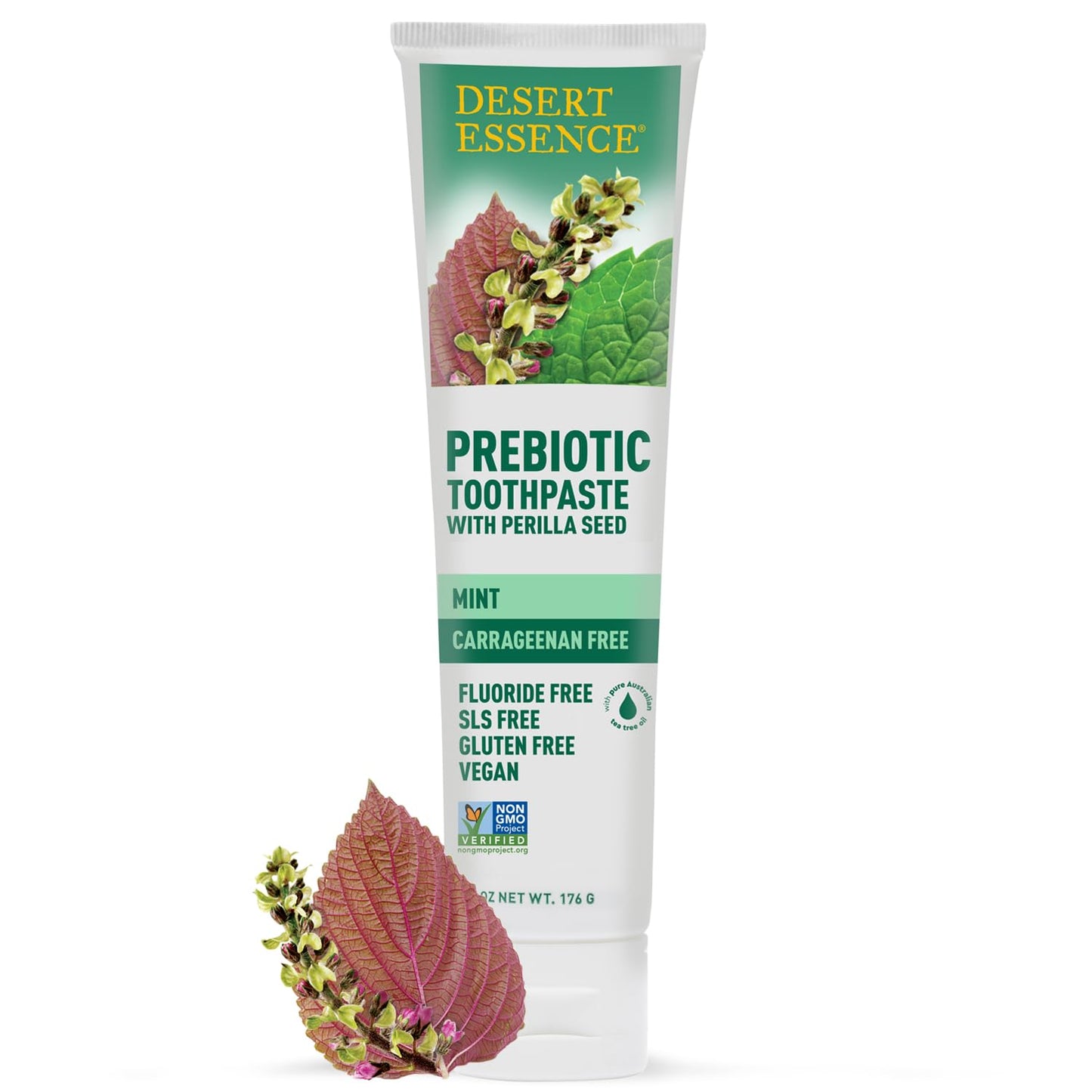 Desert Essence Prebiotic Plant-Based Whitening Toothpaste - Mint, Fluoride Free & Cruelty-Free - 6.25 oz