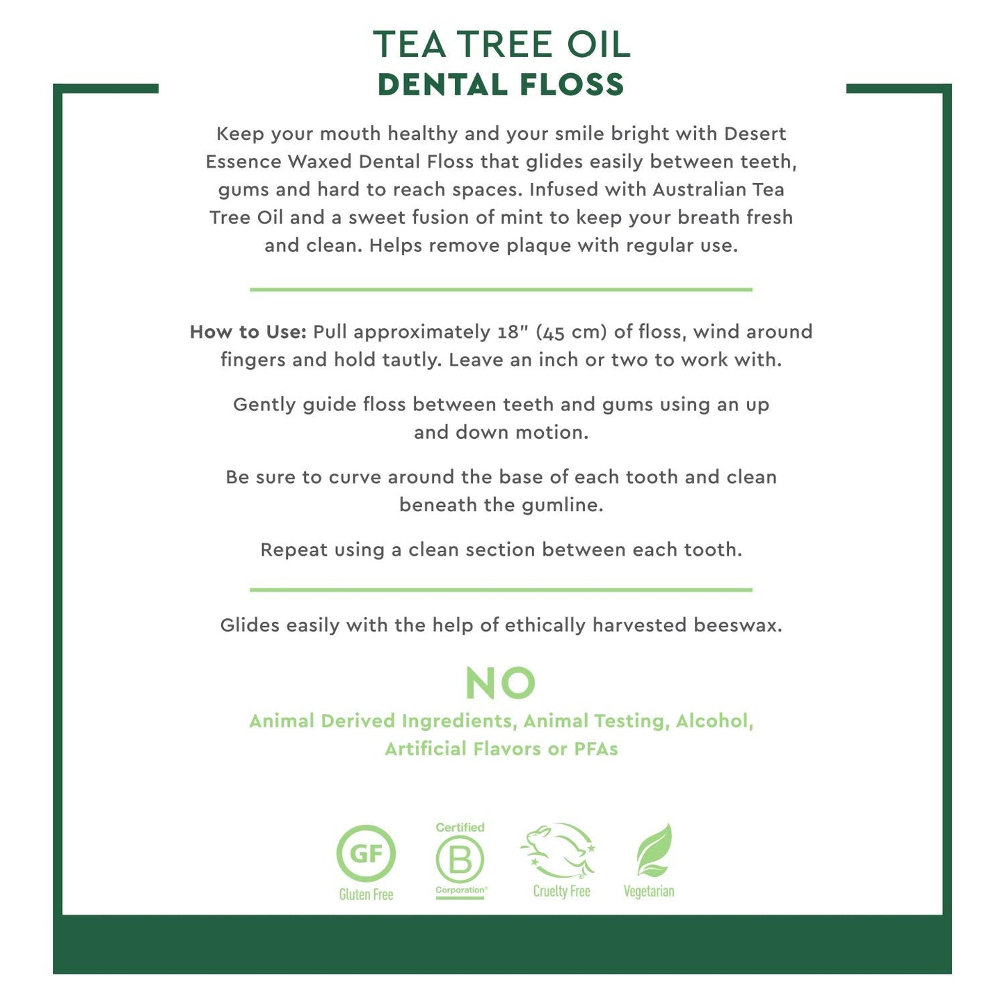 Desert Essence Tea Tree Dental Floss 50 yd – Pack of 6 | Gluten Free, Cruelty Free