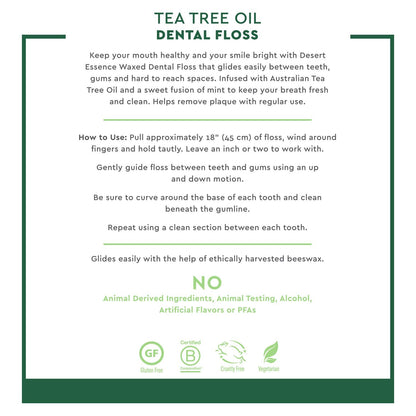 Desert Essence Tea Tree Dental Floss 50 yd – Pack of 6 | Gluten Free, Cruelty Free
