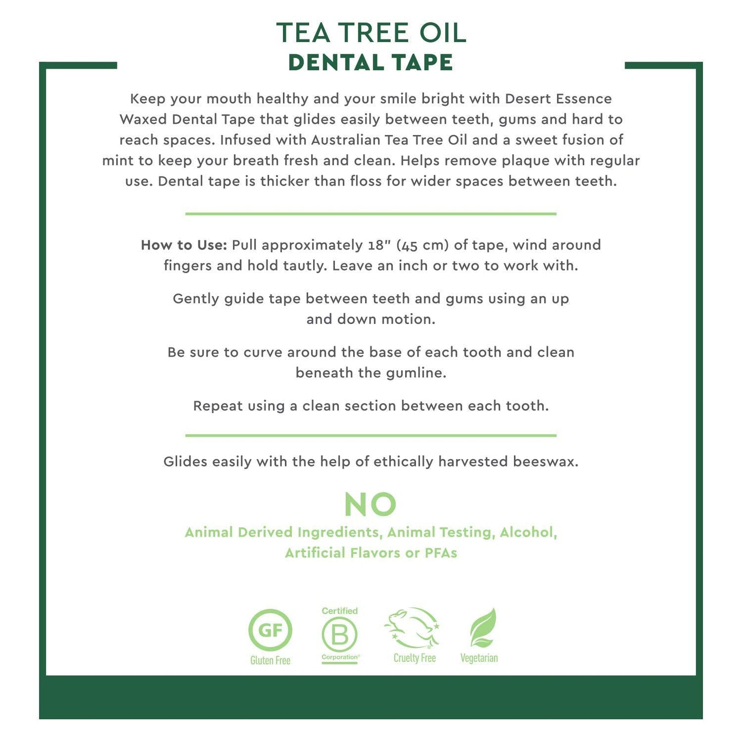 Desert Essence Tea Tree Oil Dental Tape - 30 Yards, 6 Pack, Beeswax Waxed, Cruelty-Free